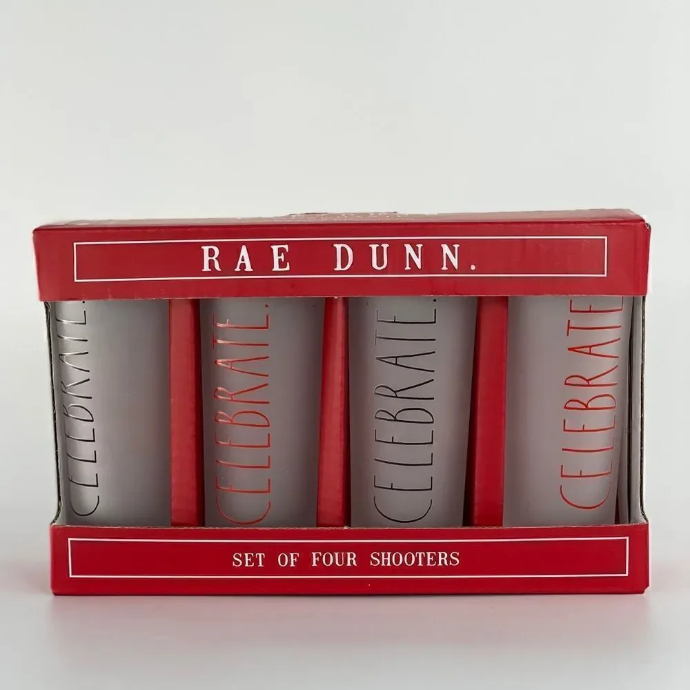 Rae Dunn Set of 4 Celebrate Shot Glass Shooters